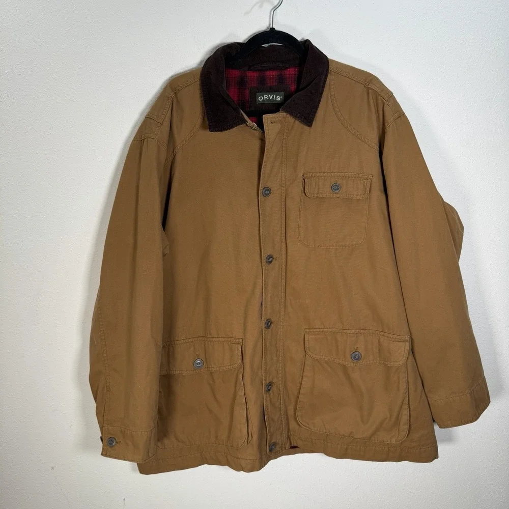 Orvis Barn Chore Jacket Mens Sz XXL Flannel Lined Cotton Canvas Ranch Utility
